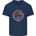 Non Nobis St. George Mens V-Neck Cotton T-Shirt Navy Blue