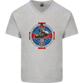 Non Nobis St. George Mens V-Neck Cotton T-Shirt Sports Grey