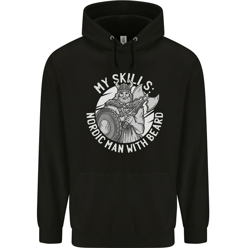 Nordic Man With Beard Funny Viking Childrens Kids Hoodie Black