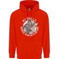Nordic Man With Beard Funny Viking Childrens Kids Hoodie Bright Red