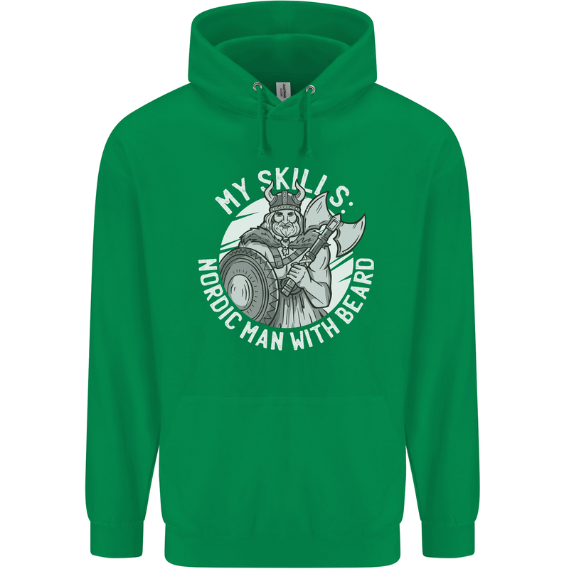 Nordic Man With Beard Funny Viking Childrens Kids Hoodie Irish Green