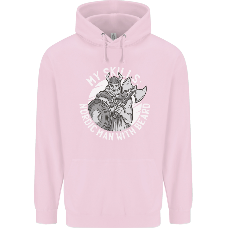 Nordic Man With Beard Funny Viking Childrens Kids Hoodie Light Pink