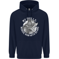 Nordic Man With Beard Funny Viking Childrens Kids Hoodie Navy Blue