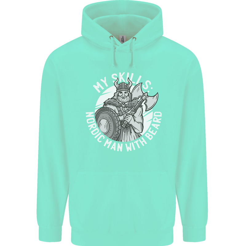 Nordic Man With Beard Funny Viking Childrens Kids Hoodie Peppermint