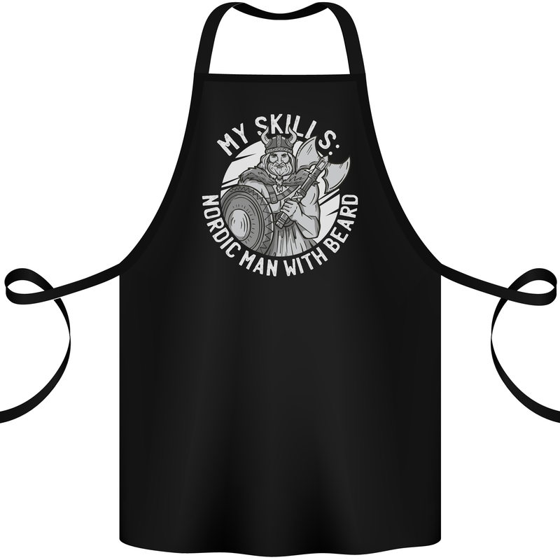 Nordic Man With Beard Funny Viking Cotton Apron 100% Organic Black