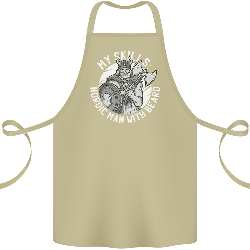 Nordic Man With Beard Funny Viking Cotton Apron 100% Organic Khaki