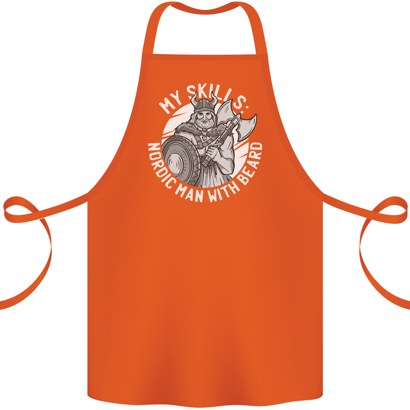 Nordic Man With Beard Funny Viking Cotton Apron 100% Organic Orange