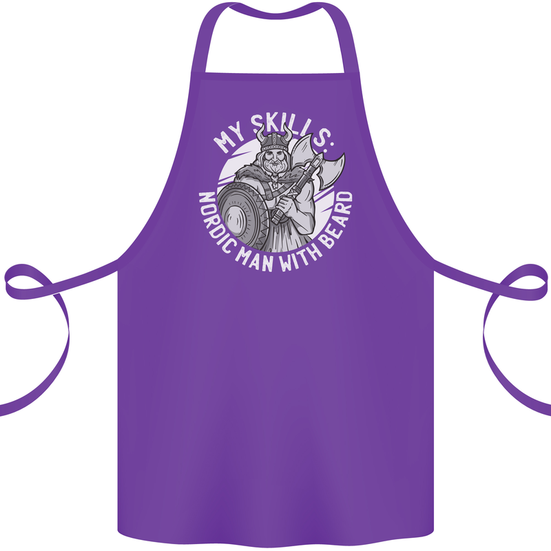 Nordic Man With Beard Funny Viking Cotton Apron 100% Organic Purple