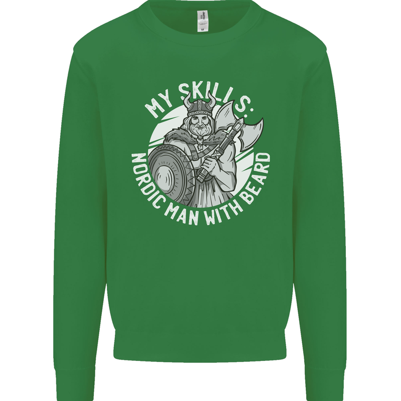 Nordic Man With Beard Funny Viking Kids Sweatshirt Jumper Irish Green