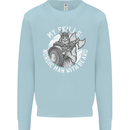 Nordic Man With Beard Funny Viking Kids Sweatshirt Jumper Light Blue