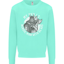 Nordic Man With Beard Funny Viking Kids Sweatshirt Jumper Peppermint