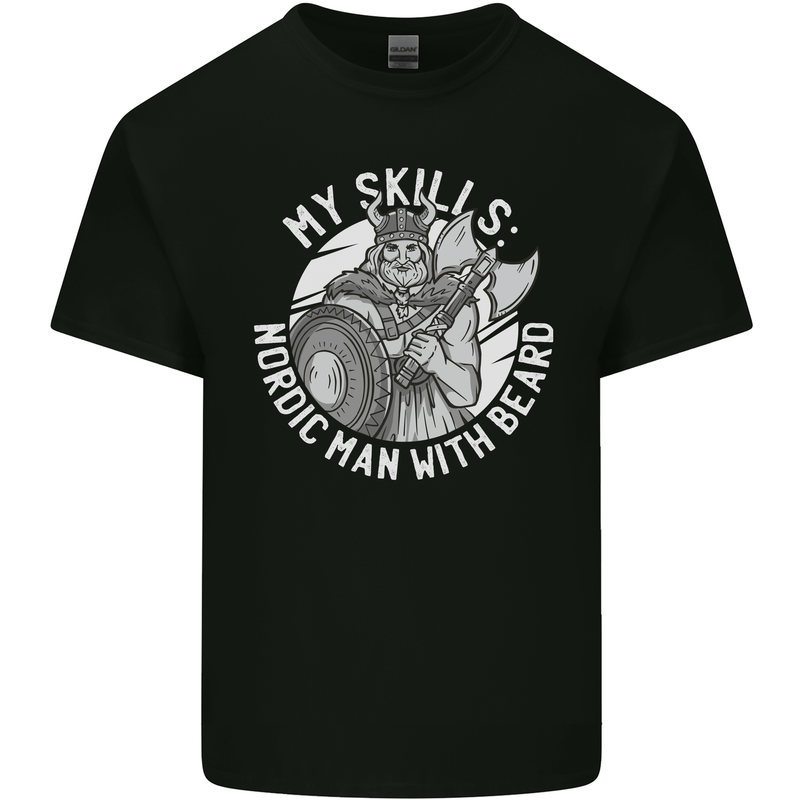 Nordic Man With Beard Funny Viking Kids T-Shirt Childrens Black