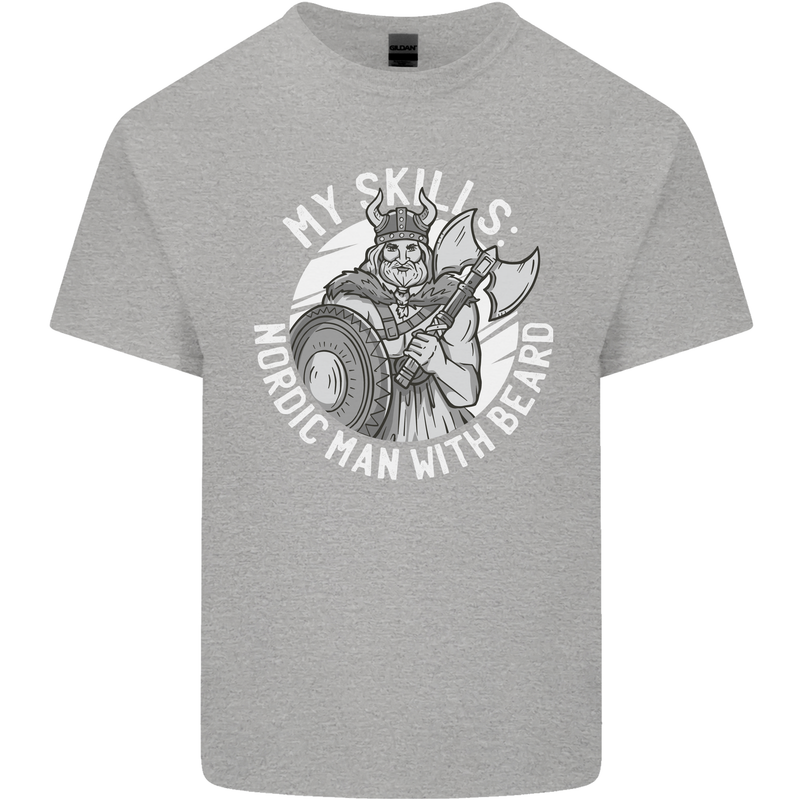 Nordic Man With Beard Funny Viking Kids T-Shirt Childrens Sports Grey