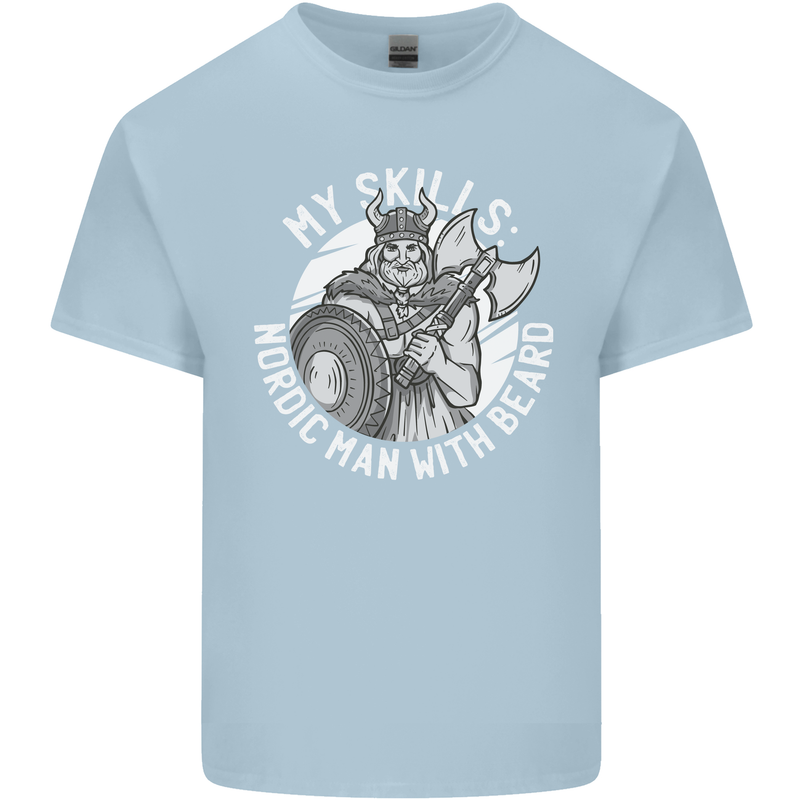 Nordic Man With Beard Funny Viking Mens Cotton T-Shirt Tee Top Light Blue