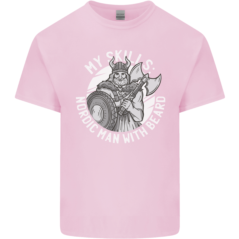 Nordic Man With Beard Funny Viking Mens Cotton T-Shirt Tee Top Light Pink