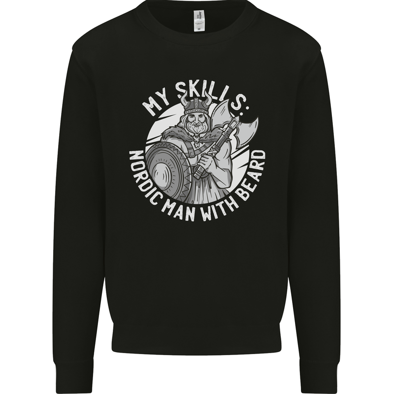 Nordic Man With Beard Funny Viking Mens Sweatshirt Jumper Black