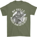 Nordic Man With Beard Funny Viking Mens T-Shirt 100% Cotton Military Green
