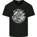 Nordic Man With Beard Funny Viking Mens V-Neck Cotton T-Shirt Black