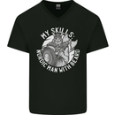 Nordic Man With Beard Funny Viking Mens V-Neck Cotton T-Shirt Black