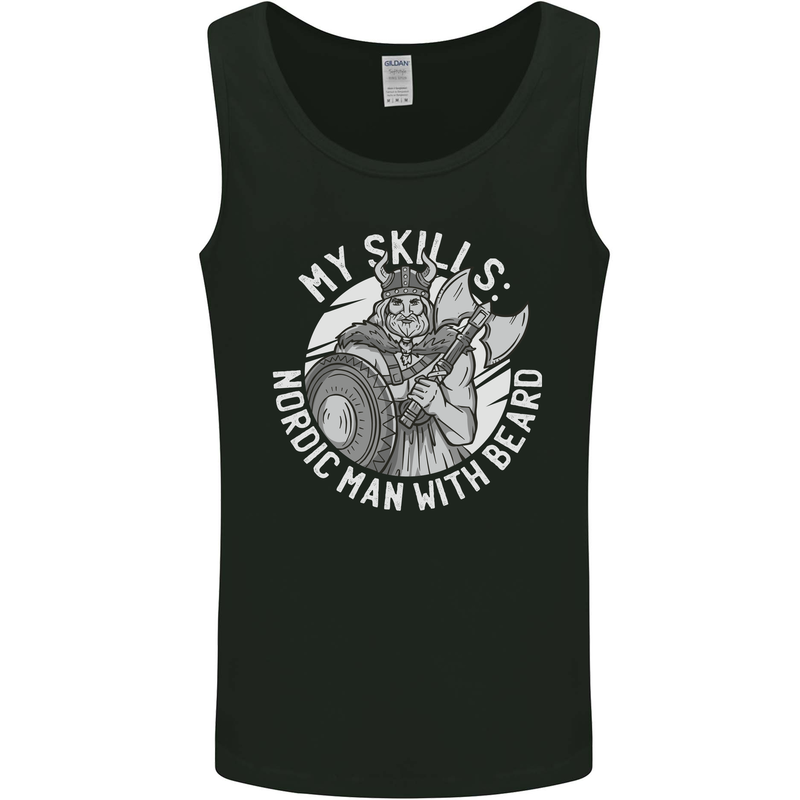 Nordic Man With Beard Funny Viking Mens Vest Tank Top Black