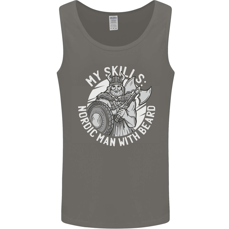 Nordic Man With Beard Funny Viking Mens Vest Tank Top Charcoal