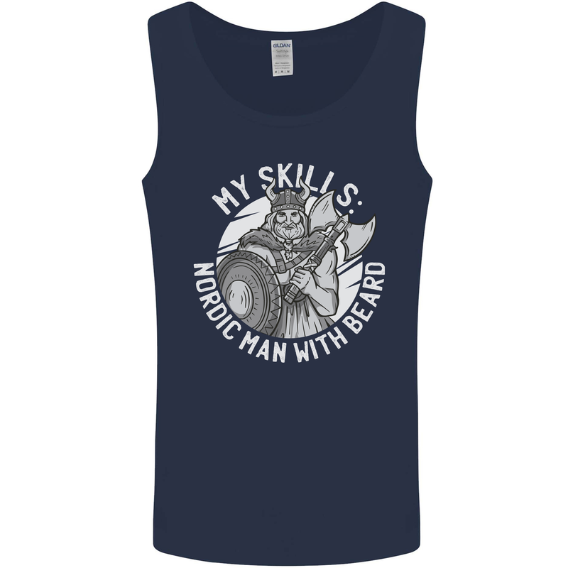 Nordic Man With Beard Funny Viking Mens Vest Tank Top Navy Blue