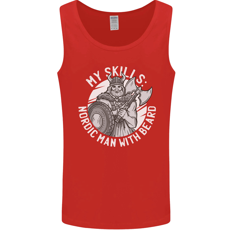 Nordic Man With Beard Funny Viking Mens Vest Tank Top Red
