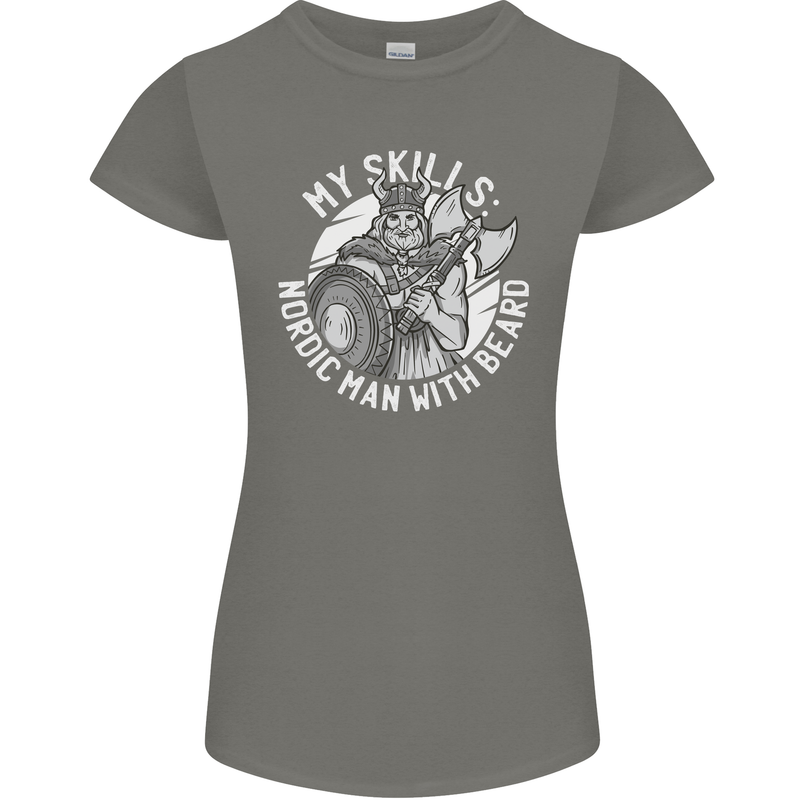 Nordic Man With Beard Funny Viking Womens Petite Cut T-Shirt Charcoal