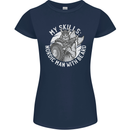 Nordic Man With Beard Funny Viking Womens Petite Cut T-Shirt Navy Blue