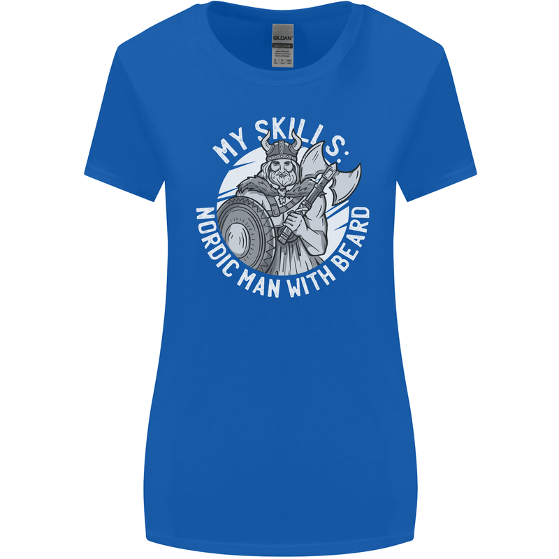 Nordic Man With Beard Funny Viking Womens Wider Cut T-Shirt Royal Blue