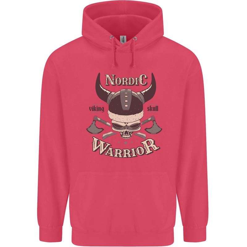 Nordic Warrior Viking Skull Childrens Kids Hoodie Heliconia