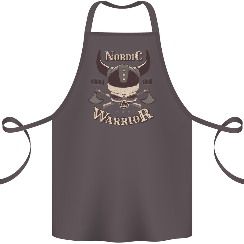 Nordic Warrior Viking Skull Cotton Apron 100% Organic Dark Grey