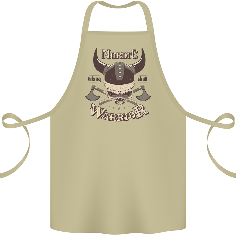 Nordic Warrior Viking Skull Cotton Apron 100% Organic Khaki
