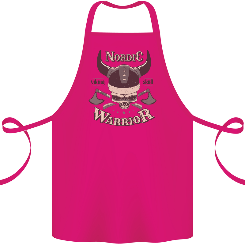 Nordic Warrior Viking Skull Cotton Apron 100% Organic Pink