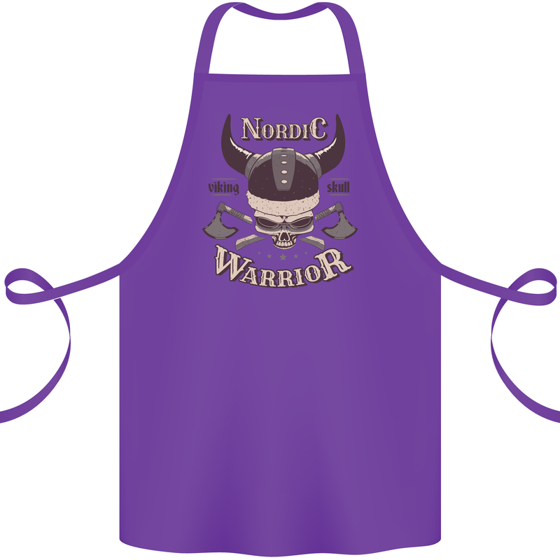 Nordic Warrior Viking Skull Cotton Apron 100% Organic Purple
