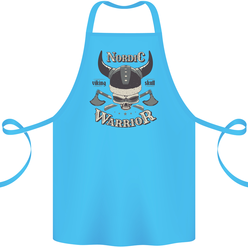 Nordic Warrior Viking Skull Cotton Apron 100% Organic Turquoise