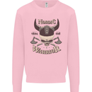 Nordic Warrior Viking Skull Kids Sweatshirt Jumper Light Pink
