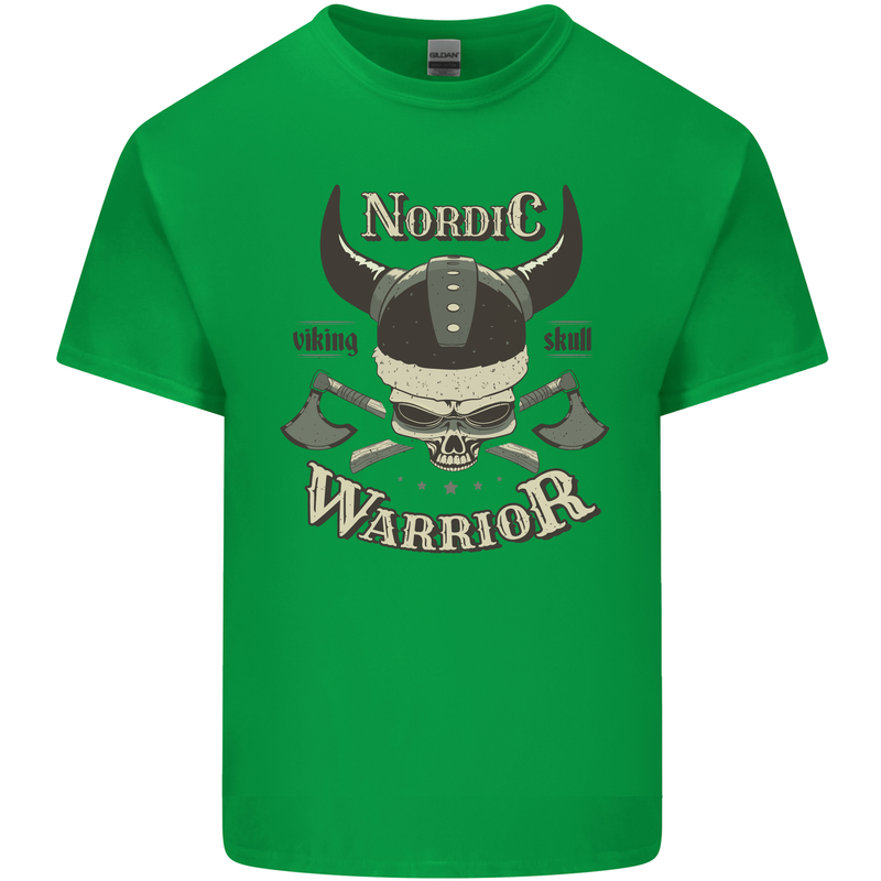 Nordic Warrior Viking Skull Kids T-Shirt Childrens Irish Green