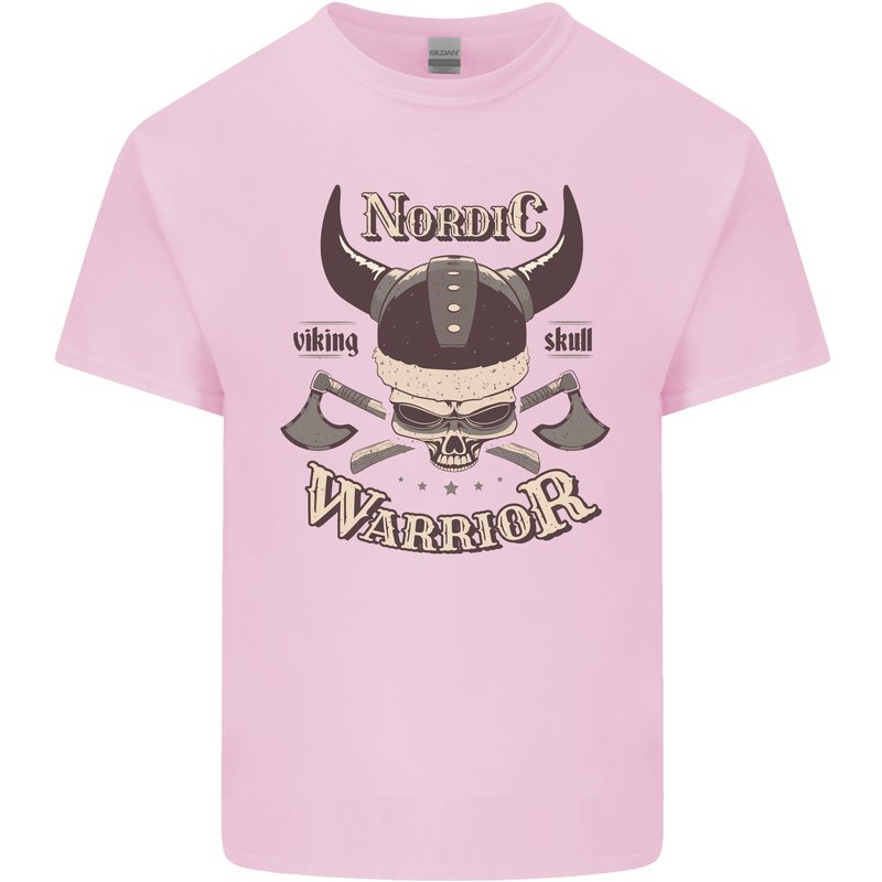 Nordic Warrior Viking Skull Kids T-Shirt Childrens Light Pink