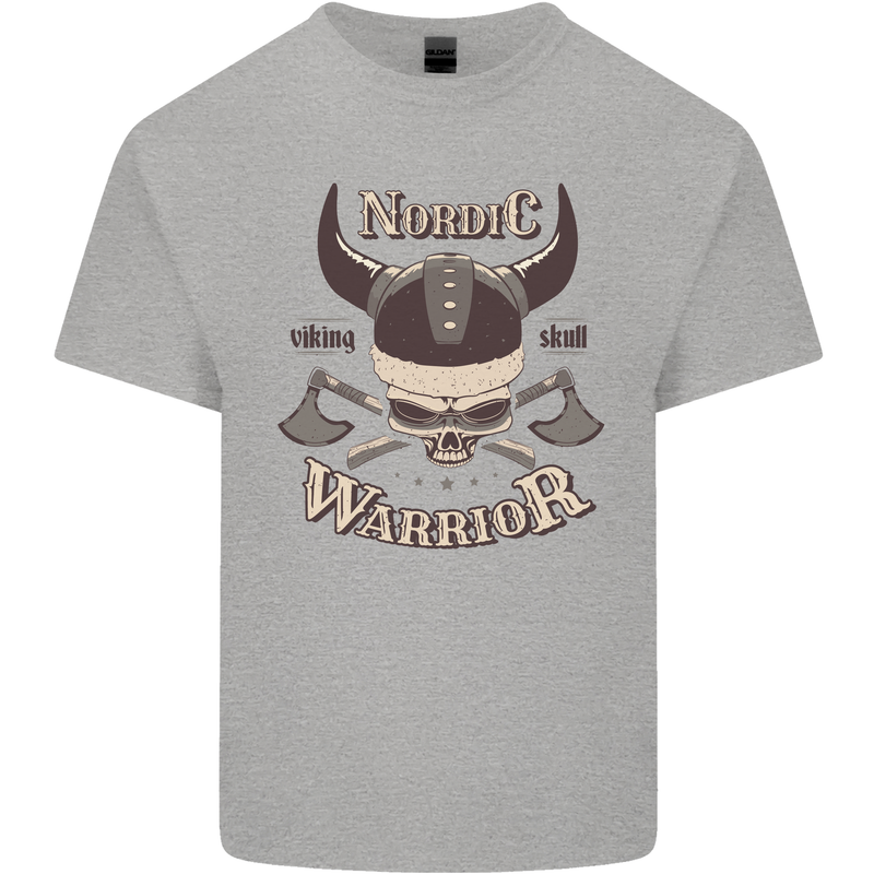 Nordic Warrior Viking Skull Kids T-Shirt Childrens Sports Grey