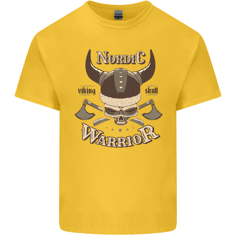 Nordic Warrior Viking Skull Kids T-Shirt Childrens Yellow