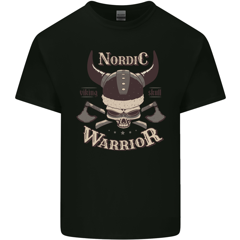 Nordic Warrior Viking Skull Mens Cotton T-Shirt Tee Top Black