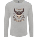 Nordic Warrior Viking Skull Mens Long Sleeve T-Shirt Sports Grey