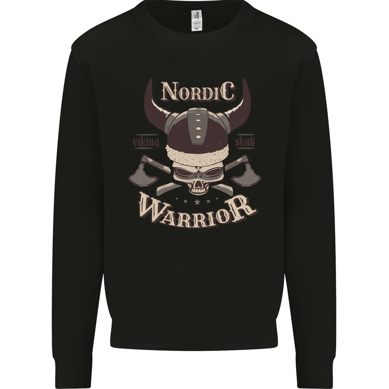 Nordic Warrior Viking Skull Mens Sweatshirt Jumper Black