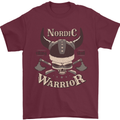 Nordic Warrior Viking Skull Mens T-Shirt 100% Cotton Maroon
