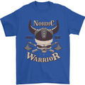 Nordic Warrior Viking Skull Mens T-Shirt 100% Cotton Royal Blue