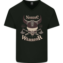 Nordic Warrior Viking Skull Mens V-Neck Cotton T-Shirt Black