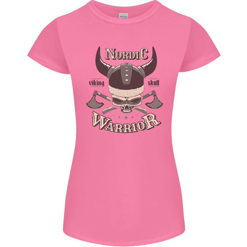 Nordic Warrior Viking Skull Womens Petite Cut T-Shirt Azalea