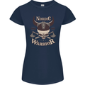 Nordic Warrior Viking Skull Womens Petite Cut T-Shirt Navy Blue