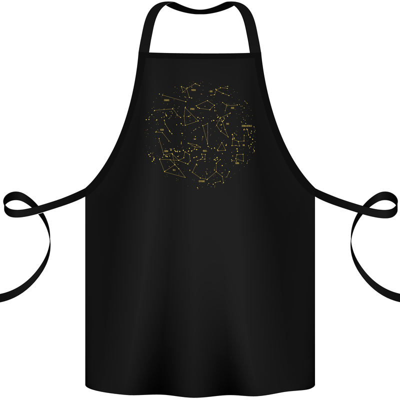 North Constellations Stars Space Cotton Apron 100% Organic Black